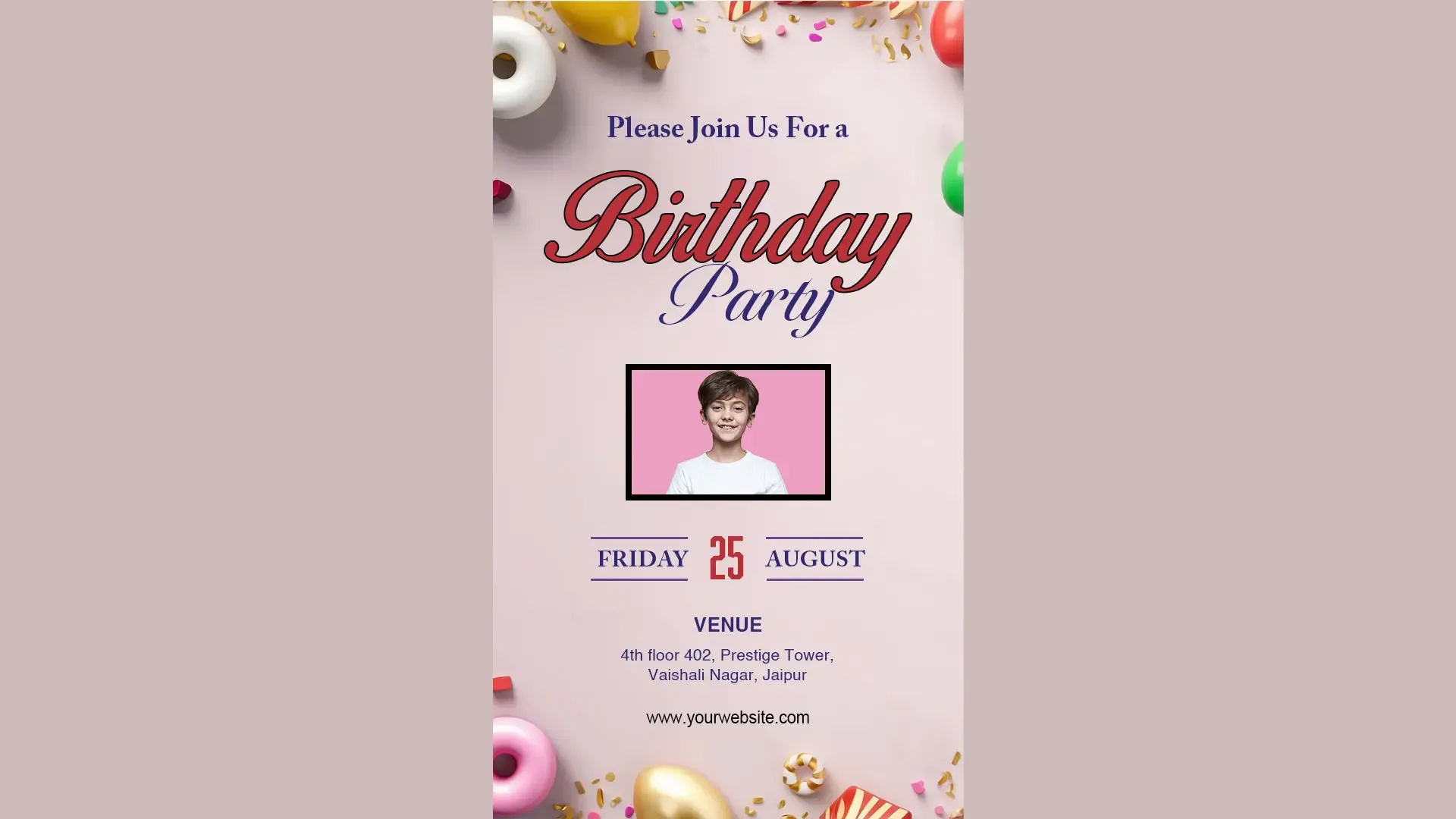 Pastel Birthday Party Invitation Card Instagram Story